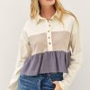 Colorblock Tiered Cotton Blend Top Ruffle Flare Long
